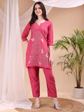 Embroidered Co Ords, Pink - Hiral Fashion | Grocsy