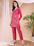 Embroidered Co Ords, Pink - Hiral Fashion | Grocsy