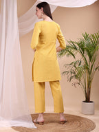 Hand Embroidered Co Ords, Yellow - Hiral Fashion | Grocsy
