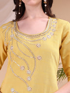 Hand Embroidered Co Ords, Yellow - Hiral Fashion | Grocsy