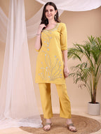 Hand Embroidered Co Ords, Yellow - Hiral Fashion | Grocsy