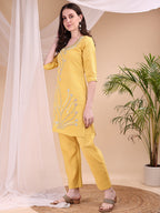 Hand Embroidered Co Ords, Yellow - Hiral Fashion | Grocsy