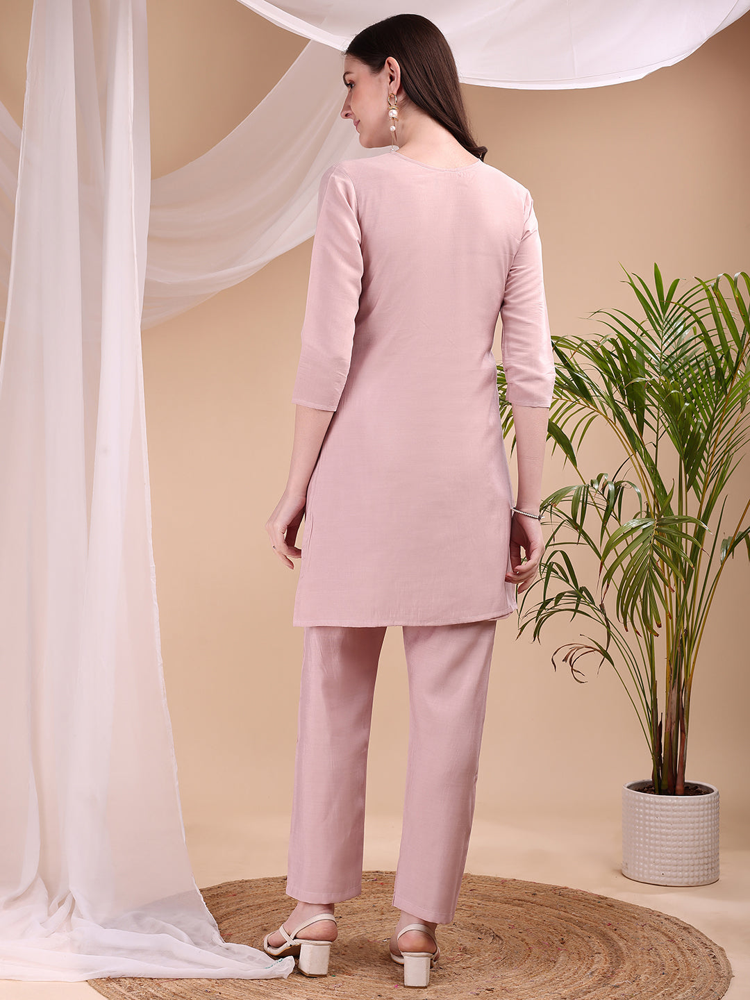 Embroidered Co Ords, Peach - Hiral Fashion | Grocsy