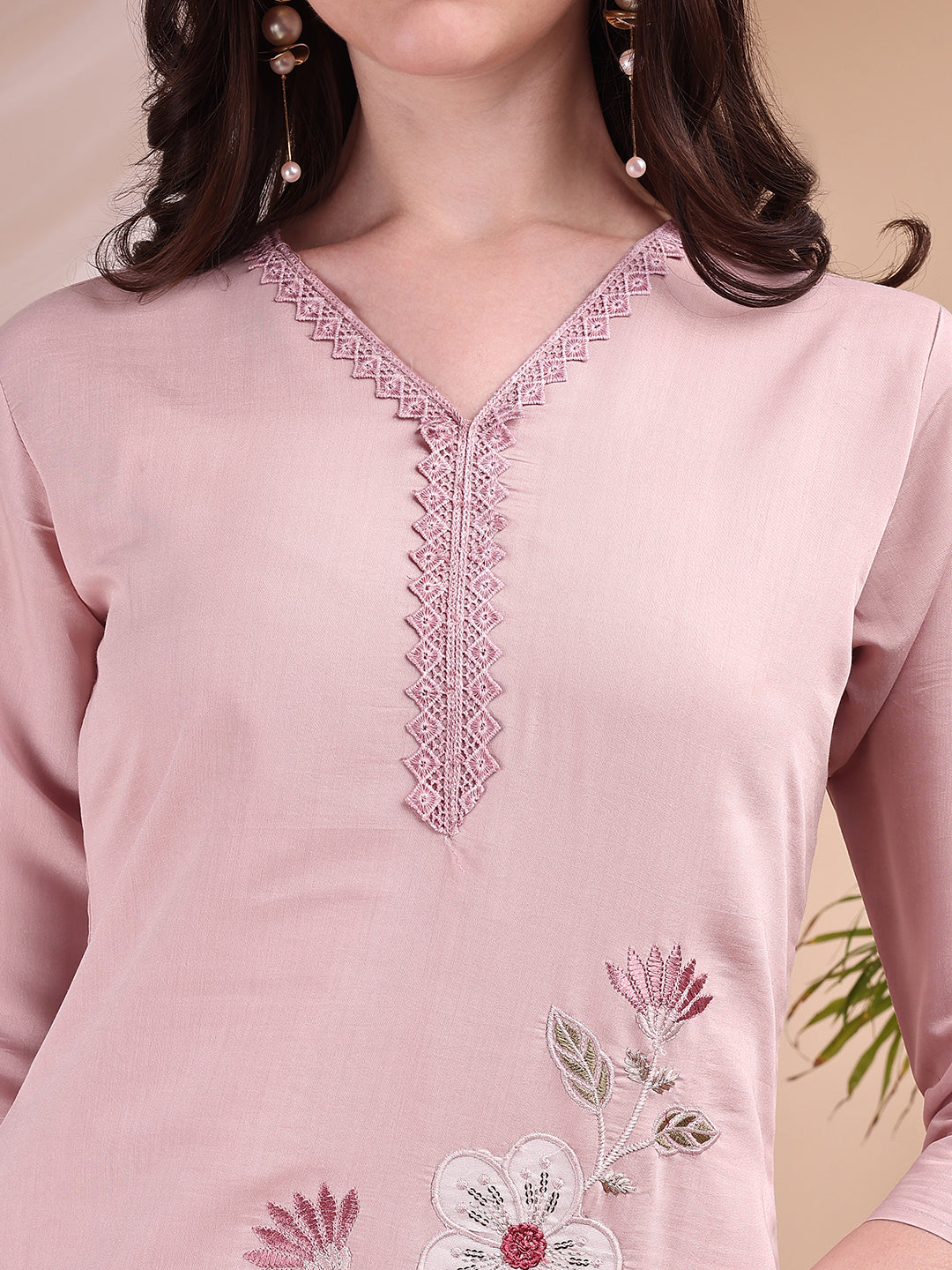 Embroidered Co Ords, Peach - Hiral Fashion | Grocsy