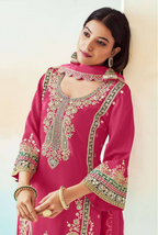 Lorenvalley Fashion Pink Chinon Embroidery With Sequince Work Salwar Kameez Stitched | Grocsy