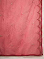 Sangria Embroidered A-Line Kurta & Trousers With Dupatta | Grocsy