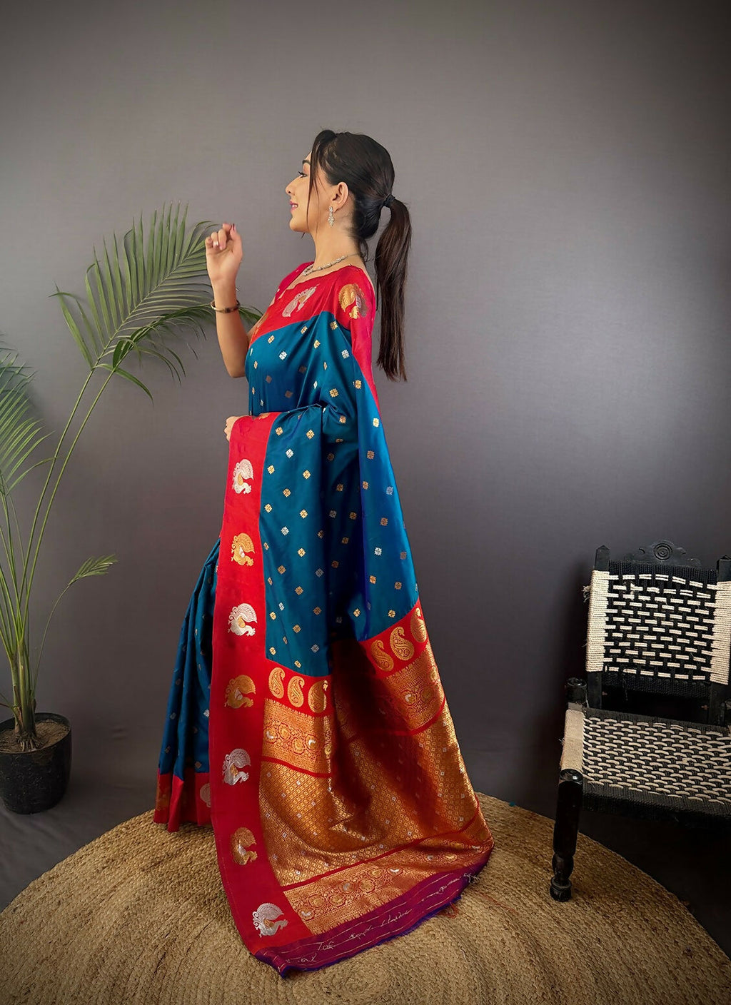 Joban Fashion Rani Pink Butti Banarasi Silk Sarees | Grocsy