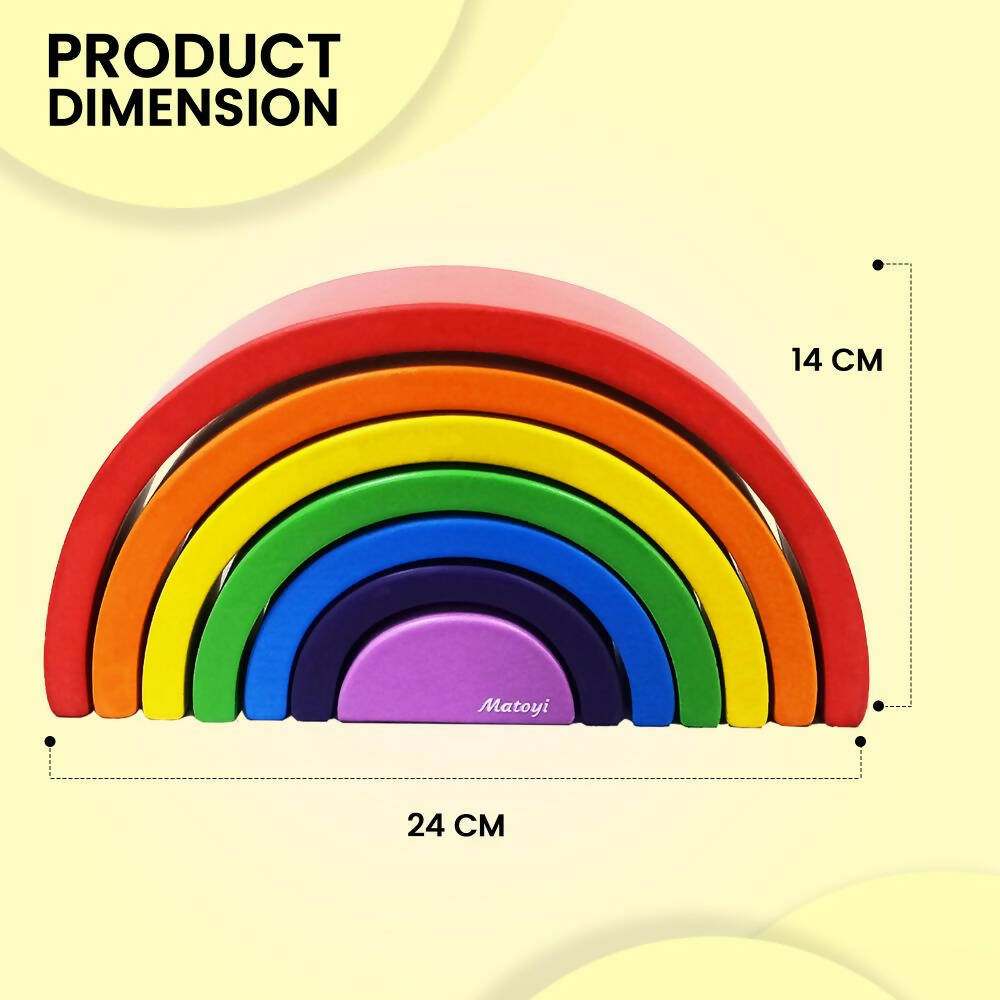 Matoyi Wooden Rainbow Stacker ? 7 Piece Colorful Stacker | Grocsy