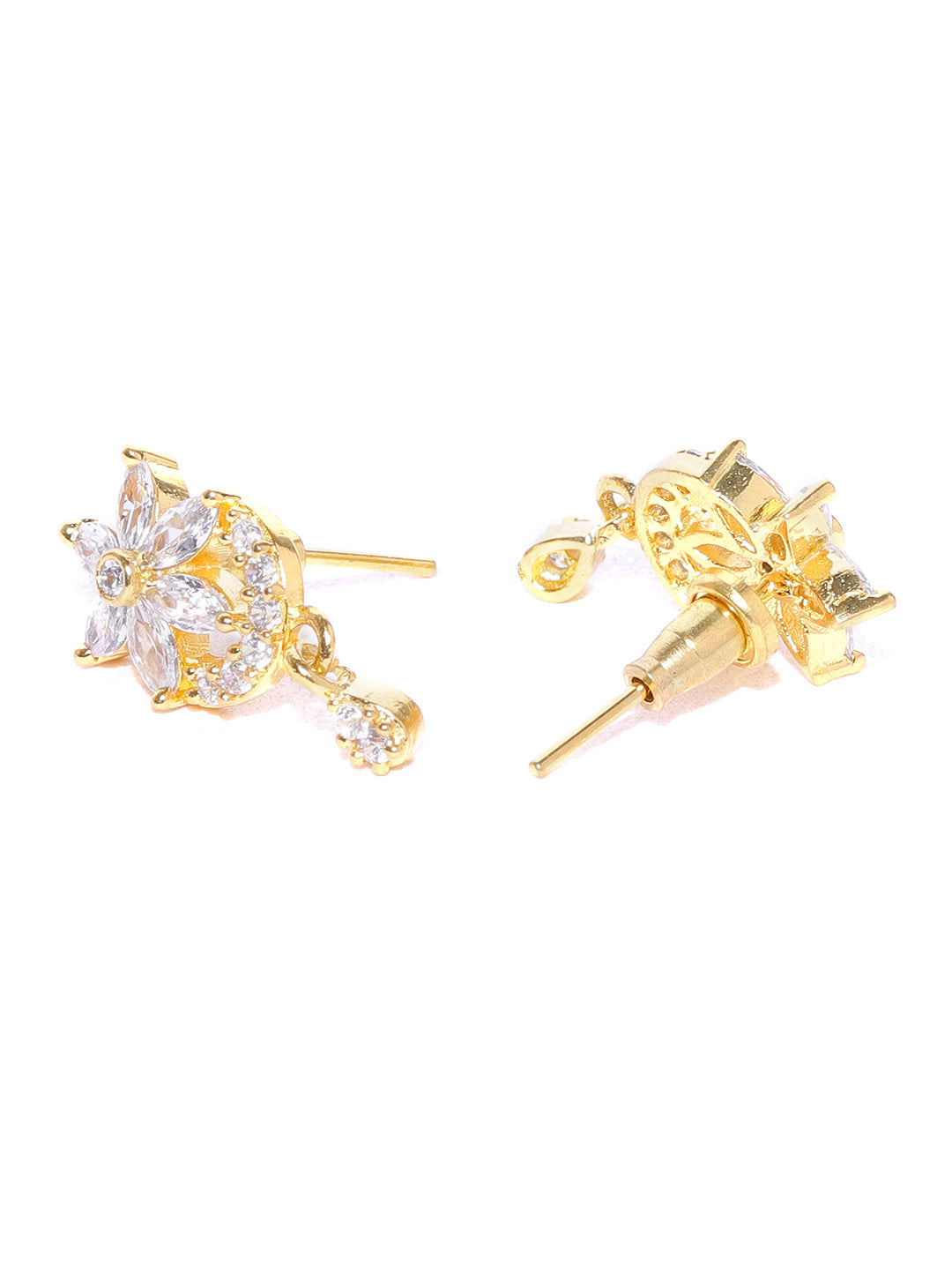 Priyaasi Desiner Floral Shaped Gold-Polished American Diamond Mangalsutra Set For Women - Swadesiicart