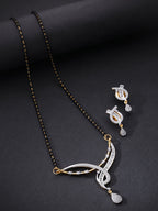 Priyaasi Women Dual Toned AD Studded Beautiful Design Traditional Mangalsutra Set - Noz2Toz