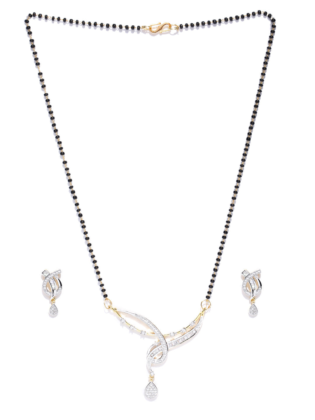 Priyaasi Women Dual Toned AD Studded Beautiful Design Traditional Mangalsutra Set - Swadesiicart