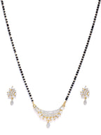 Priyaasi Women Gold-Polished American Diamond Studded Multilayer Design Mangalsutra Set - Swadesiicart