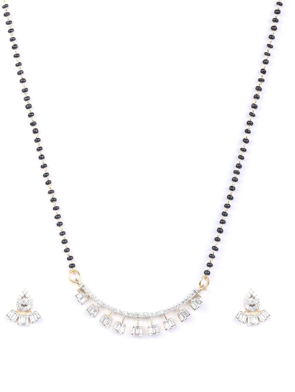 Priyaasi Women American Diamond Gold-Polished Mangalsutra Set - Swadesiicart