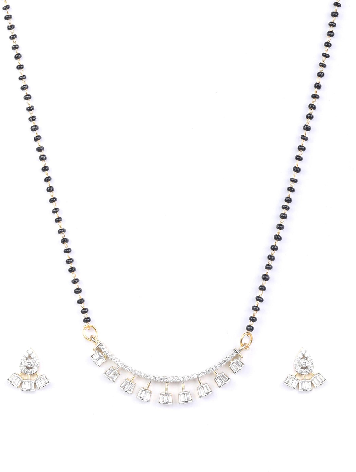 Priyaasi Women American Diamond Gold-Polished Mangalsutra Set - Swadesiicart