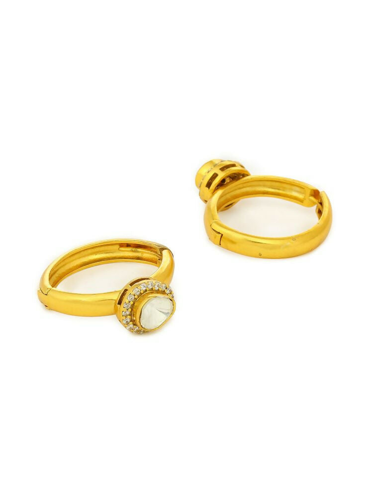 Women's Hoops Kundan Earrings - Ruby Raang | Grocsy