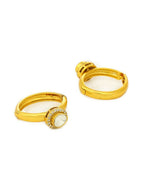 Women's Hoops Kundan Earrings - Ruby Raang | Grocsy