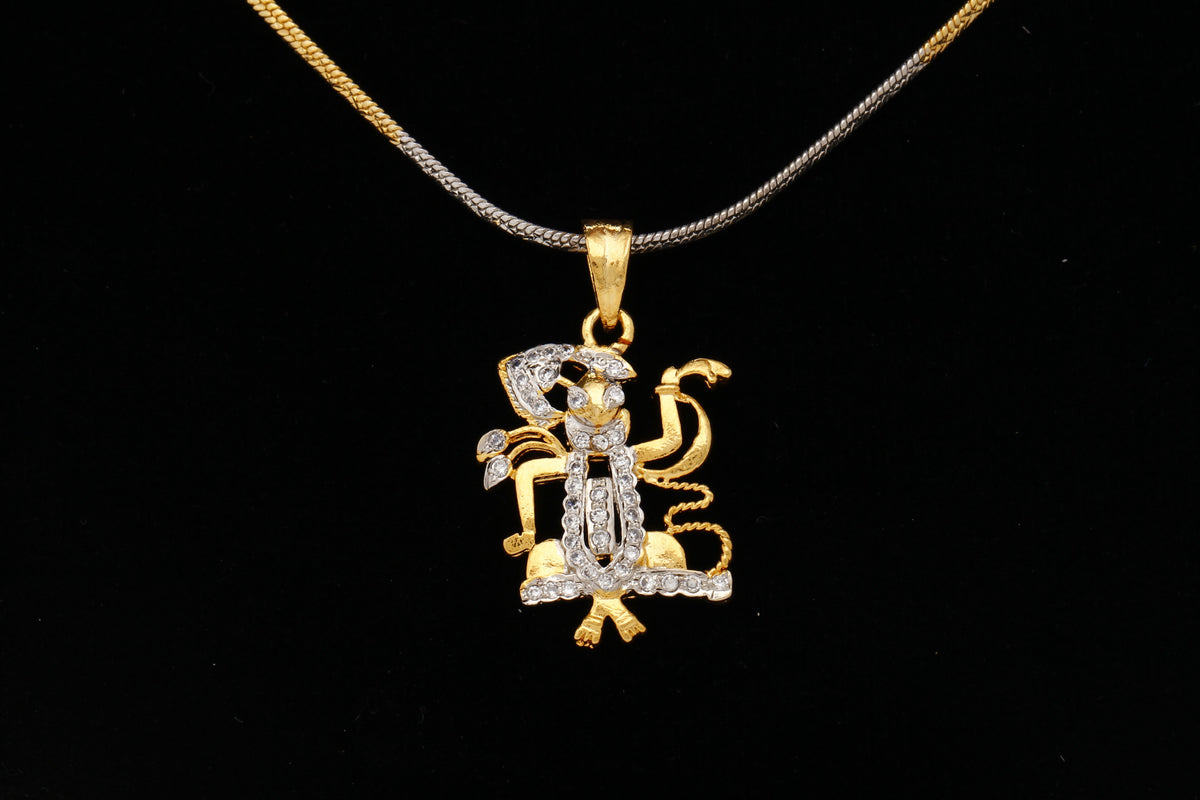 Gold-Polished Alloy Balaji Pendant With Chain - The Pari | Grocsy
