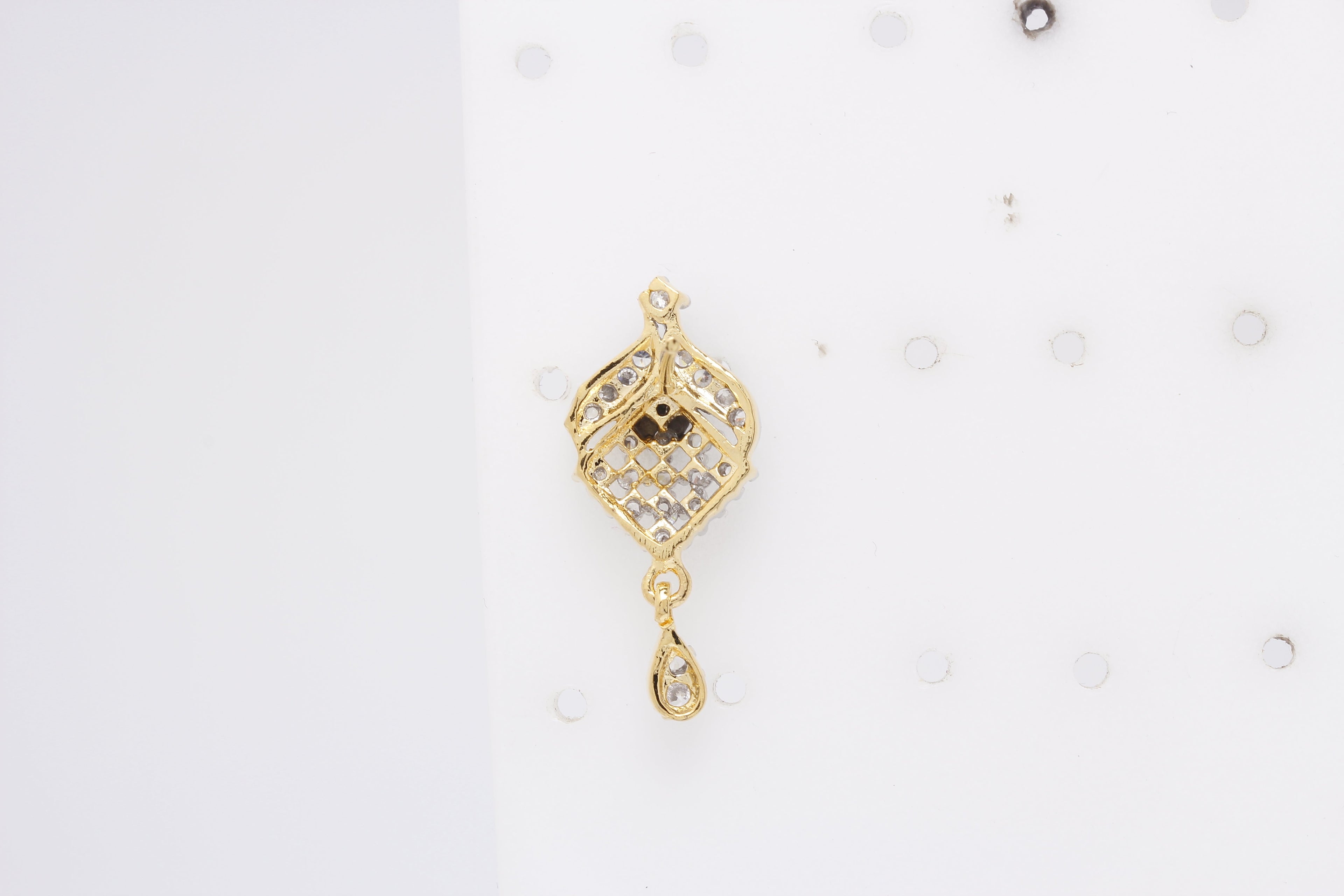 Gold-Polished Alloy American Diamond Pendant Necklace Set - The Pari | Grocsy