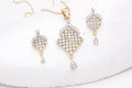 Gold-Polished Alloy American Diamond Pendant Necklace Set - The Pari | Grocsy