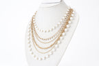 Gold-Polished Alloy Rhinestones And Pearl Layered Necklace - The Pari | Grocsy