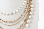 Gold-Polished Alloy Rhinestones And Pearl Layered Necklace - The Pari | Grocsy