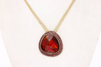 Gold-Polished Alloy Assymetric Stone Studded Pendant Necklace - The Pari | Grocsy