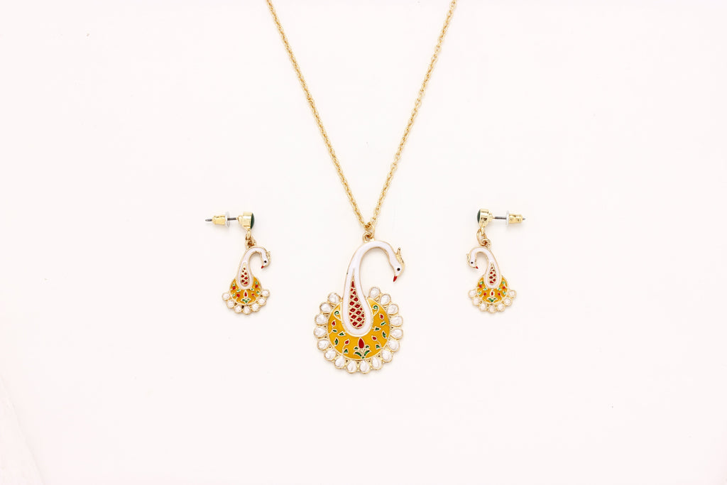 Gold-Polished Alloy Peacock Pendant Necklace - The Pari | Grocsy