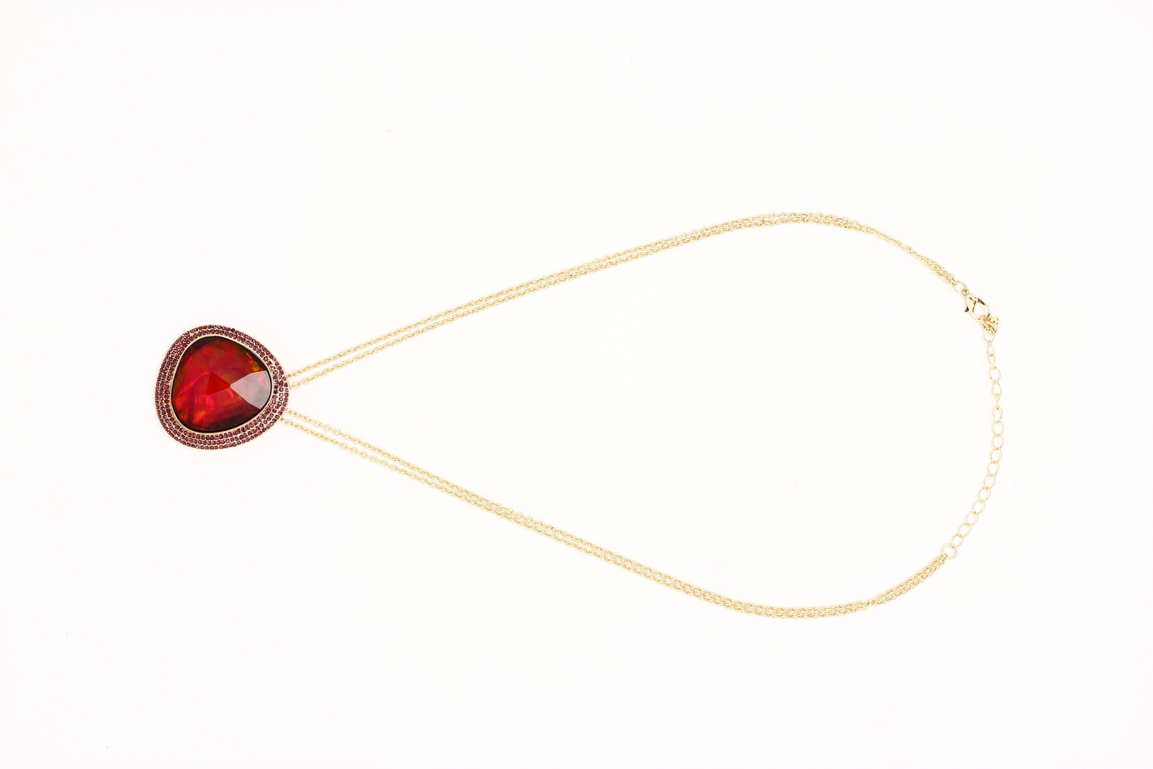 Gold-Polished Alloy Assymetric Stone Studded Pendant Necklace - The Pari | Grocsy