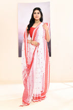 Piyari Fashion Women's White Embellished Cotton Saree | Grocsy