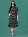 Printed Flared Cotton Kurta With Pant, Multicolor - Hiral Fashion | Grocsy