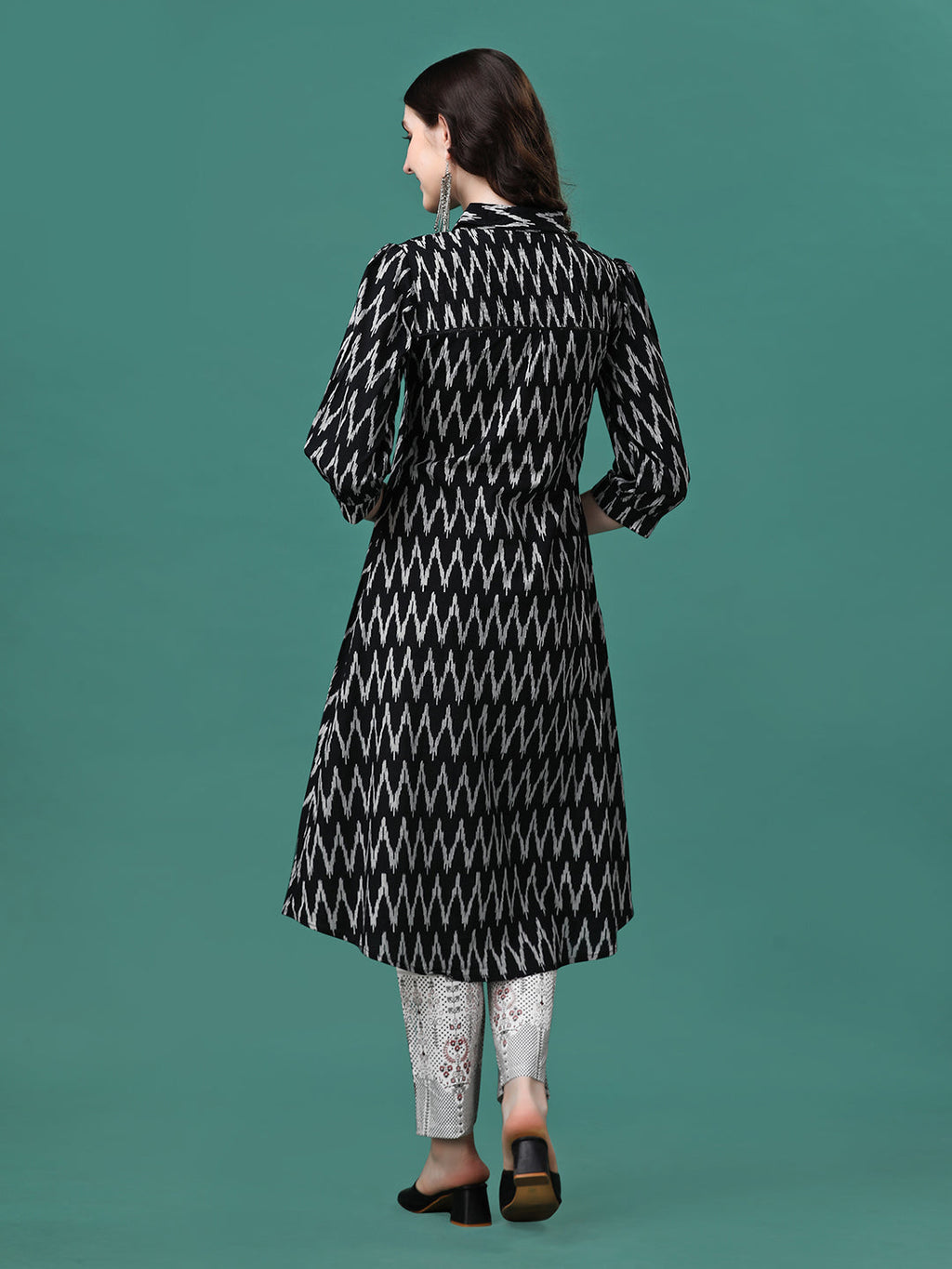 Printed Flared Cotton Kurta With Pant, Multicolor - Hiral Fashion | Grocsy