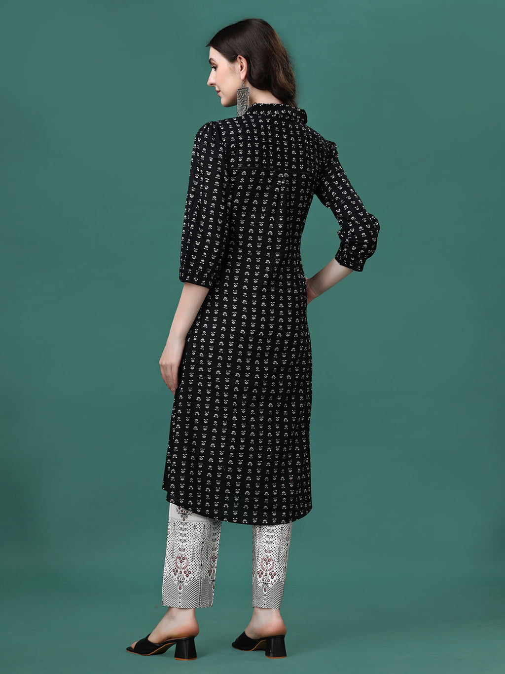 Printed Flared Cotton Kurta With Pant, Multicolor - Hiral Fashion | Grocsy