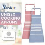 Varde Waterproof Chef Apron With 2 Pockets-Rock Blue & Light Mauve (Pack of 2) | Grocsy