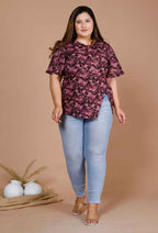 Miravan Women's Plus Size Cotton Floral Print Straight Kurti | Grocsy