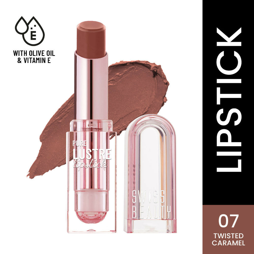 Swiss Beauty High Shine Finish Smooth Glide Pure Lustre Lipstick - 7 Twisted Caramel | Grocsy
