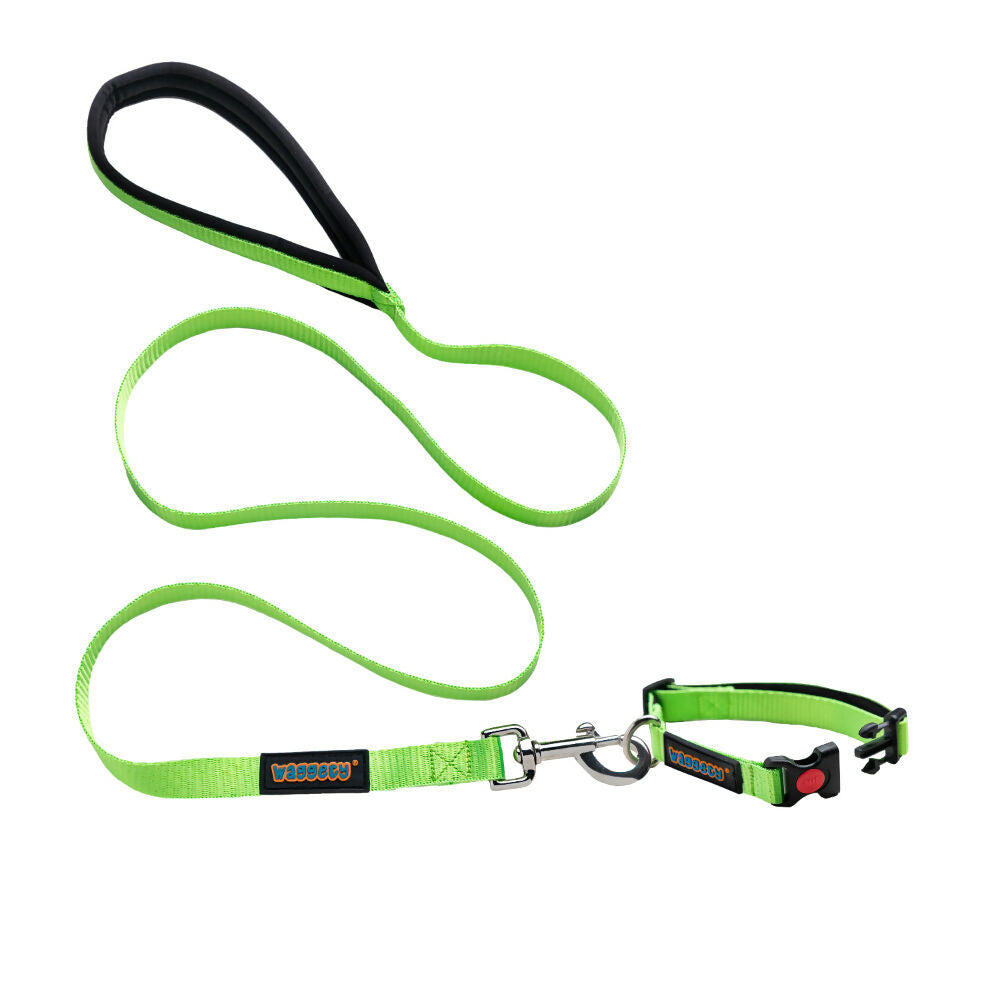 Waggety Dog Leash - Durable Green Polyester, Length - 5Ft, Comfortable Grip, Stylish Pet Leash for Dogs | Grocsy