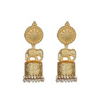 Joban Fashion Women Matte Gold Brass Jhumka | Grocsy