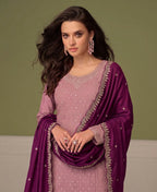 KC Heavy Chinon Peach Salwar Suit For Women Ethnic Wear | Grocsy