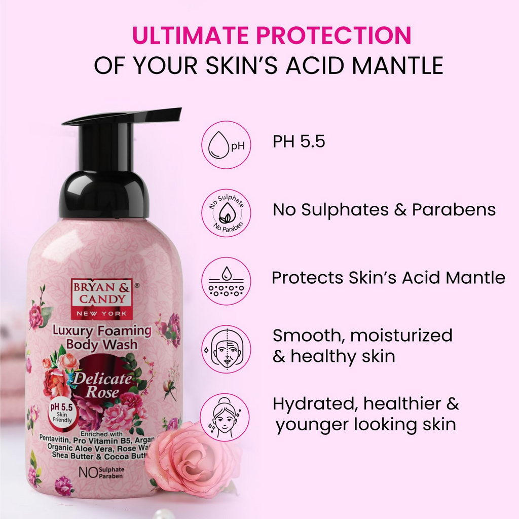 Bryan & Candy Luxury Foaming Body Wash - Delicate Rose | Grocsy