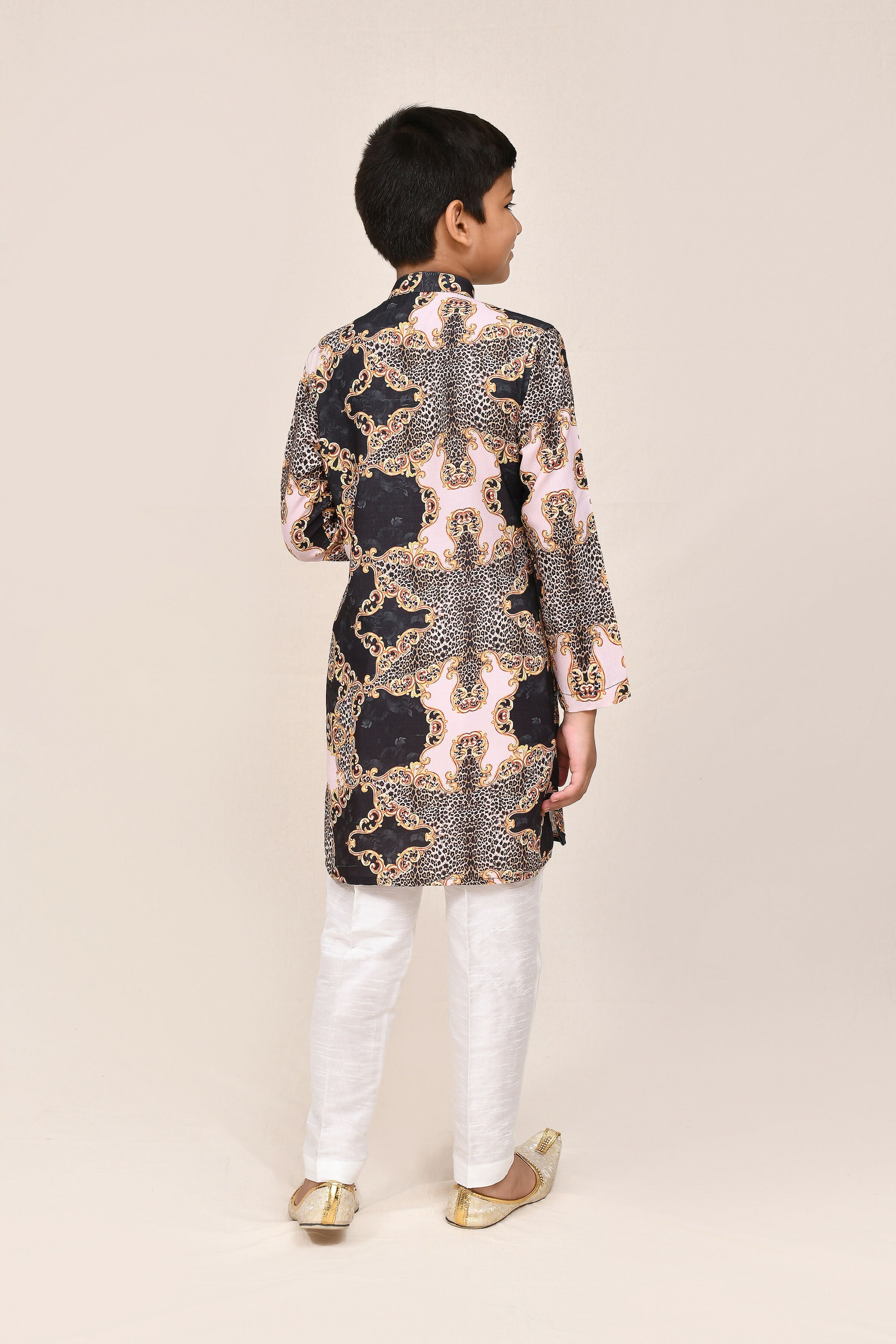 Joban Fashion Cotton Silk Black Kurta With Straight Fit Pant | Grocsy
