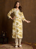 Prazu Fashion Cream Printed Cotton Blend Kurta Pant Set | Grocsy