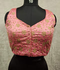 Kia Fashions Pink Golden All Over Embroidered Readymade Blouse | Grocsy