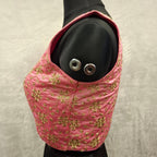 Kia Fashions Pink Golden All Over Embroidered Readymade Blouse | Grocsy