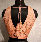 Kia Fashions Peach Twin Tone Golden All Over Sequins Readymade Blouse | Grocsy