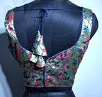 Kia Fashions Navy Blue Jacquard Weave Multi Color Paithani Readymade Blouse | Grocsy