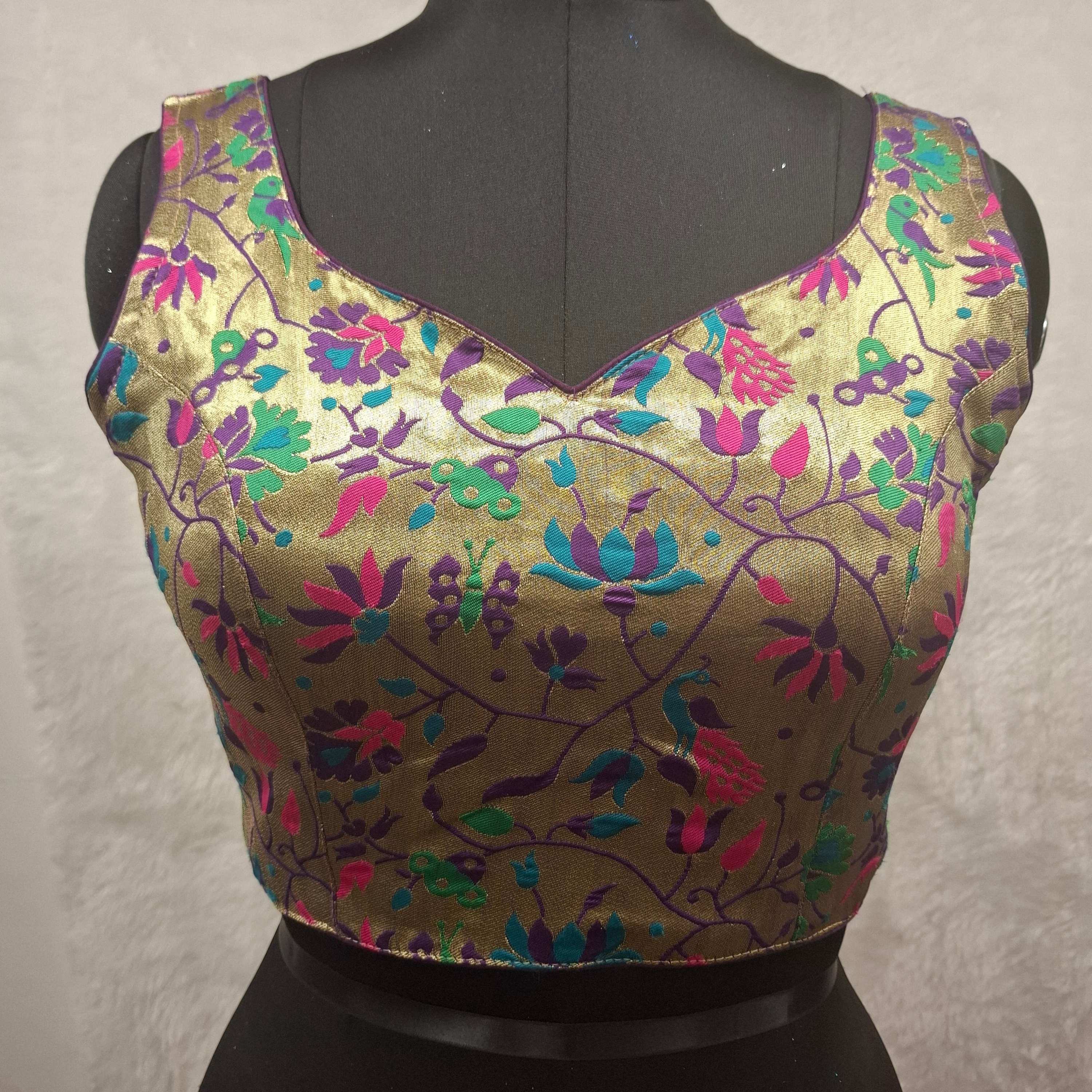 Kia Fashions Purple Jacquard Weave Multi Color Paithani Readymade Blouse | Grocsy