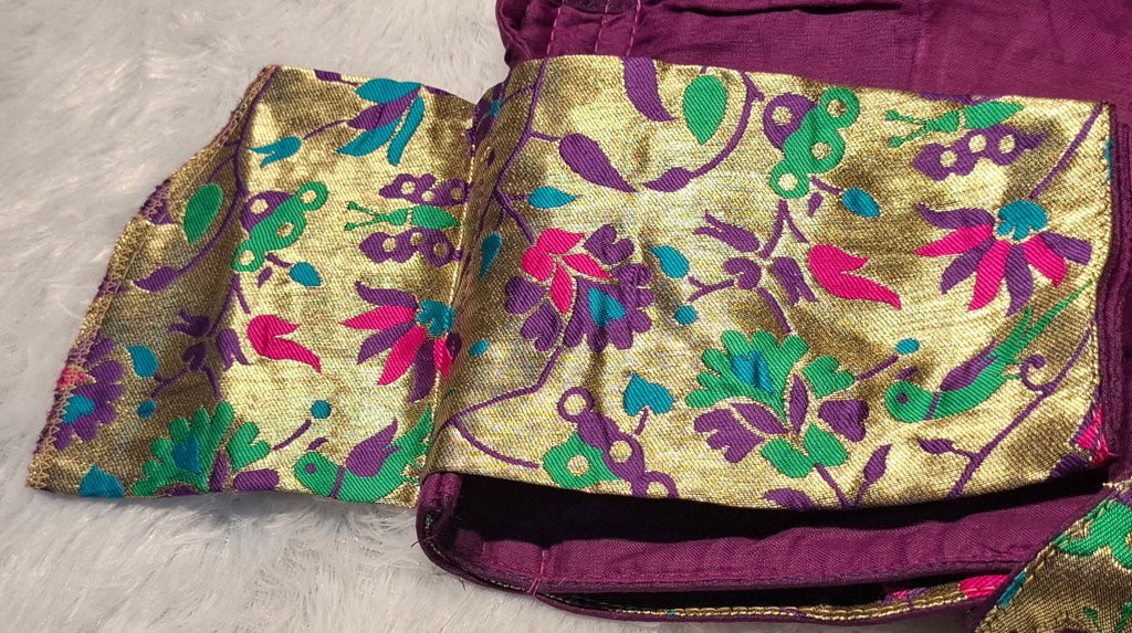 Kia Fashions Purple Jacquard Weave Multi Color Paithani Readymade Blouse | Grocsy