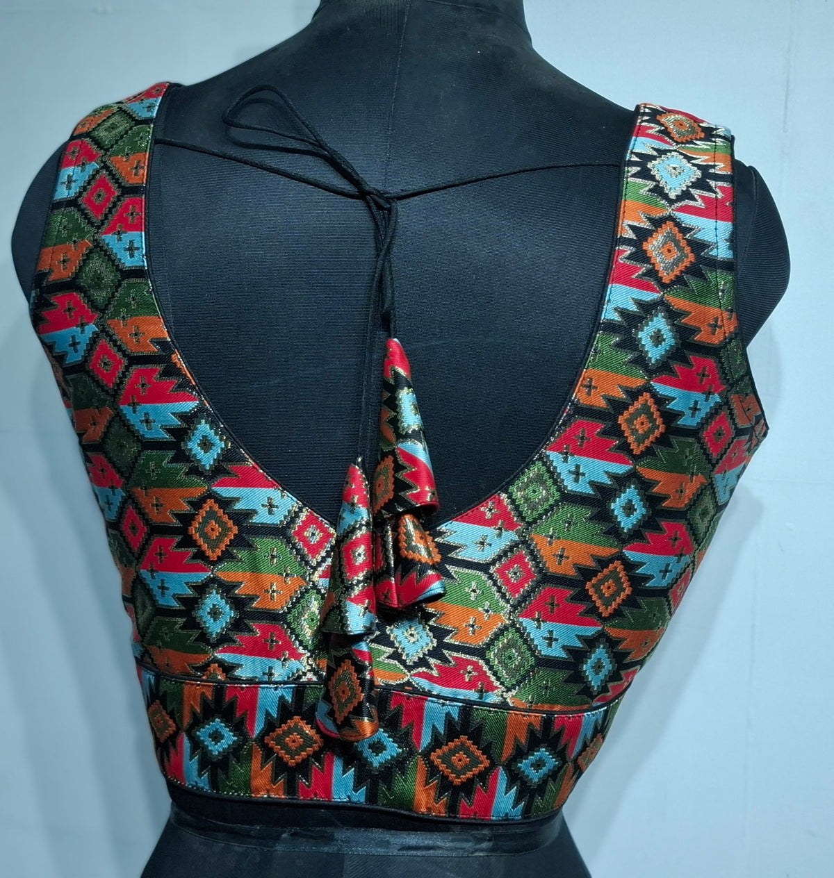 Kia Fashions Black Multi Color Weave Readymade Blouse | Grocsy