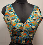 Kia Fashions Cobalt Blue Multi Color Weave Readymade Blouse | Grocsy