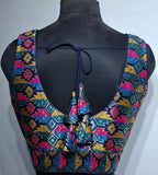Kia Fashions Navy Blue Multi Color Weave Readymade Blouse | Grocsy